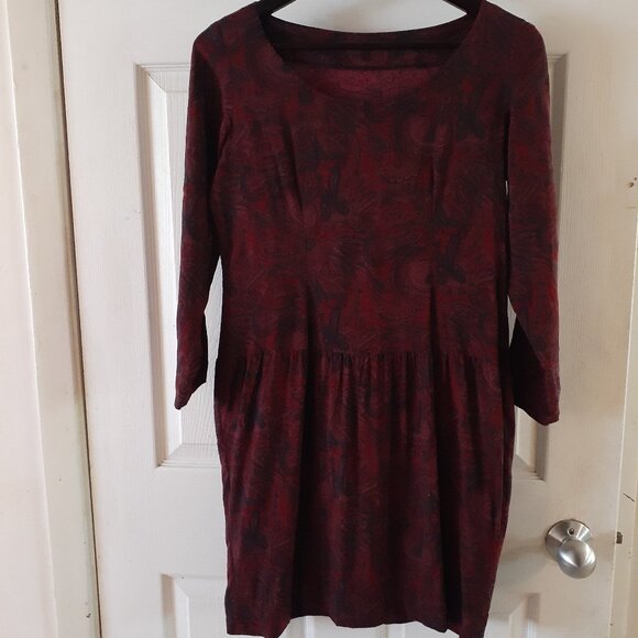 Vintage Handmade Burgundy Paisley Dress Size Medium - Picture 2 of 7